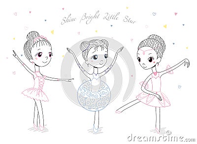 Cute little ballerinas Vector Illustration