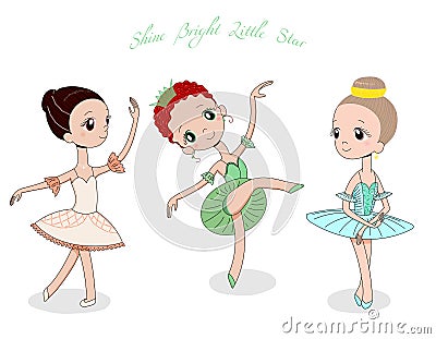 Cute little ballerinas Vector Illustration