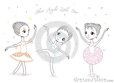 Cute little ballerinas Vector Illustration