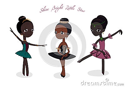 Cute little ballerinas Vector Illustration