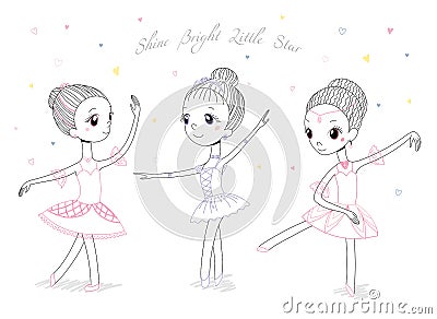 Cute little ballerinas Vector Illustration