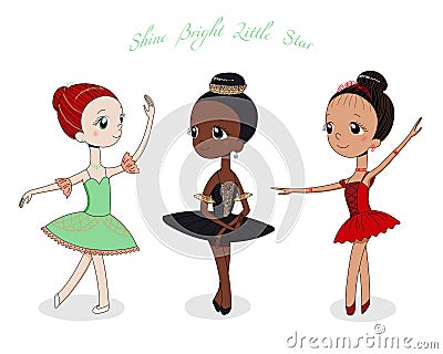 Cute little ballerinas Vector Illustration