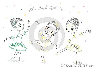 Cute little ballerinas Vector Illustration