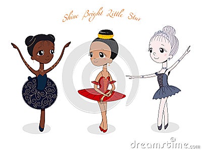 Cute little ballerinas Vector Illustration