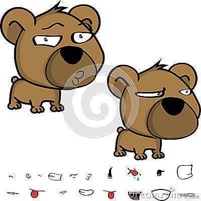 Flirty Little big head baby teddy bear expressions set Vector Illustration