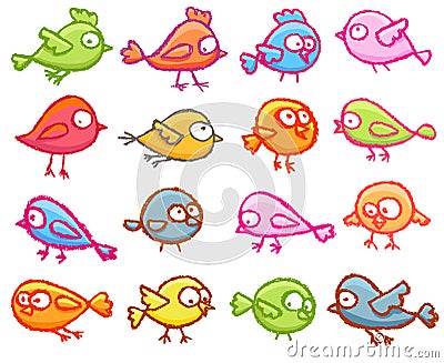 Cute little birds Vector Illustration