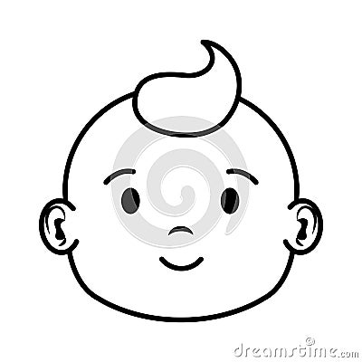 Cute and little boy baby head character Vector Illustration