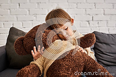 cute little boy in casual warm Stock Photo