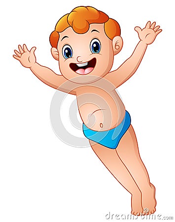 Cute little boy hands up Vector Illustration