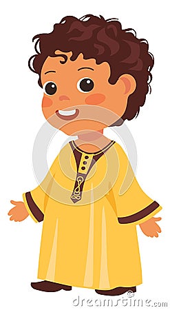 Cute little boy in traditional middle eastern clothes Vector Illustration