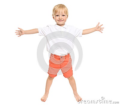 Cute little boy on white background Stock Photo