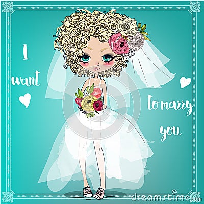 The cute little bride Vector Illustration
