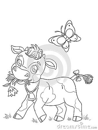 Cute little calf coloring page Stock Photo