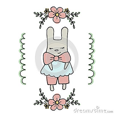 Cute little cartoon hare Vector Illustration