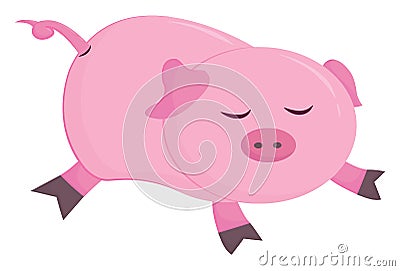 Cute little cartoon piggie sleeping, vector or color illustration Vector Illustration