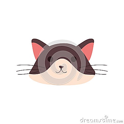 cute little cat feline head character Vector Illustration