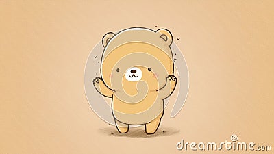 Cute little chibi bear picture. Cartoon happy drawn characters Cartoon Illustration