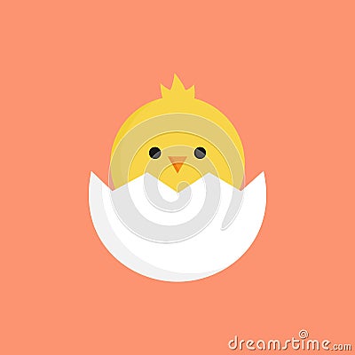 Cute little chick in cracked egg vector Vector Illustration