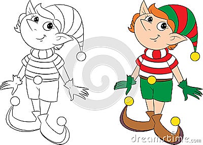 Cute little Christmas elf prepared especially for children`s book Vector Illustration