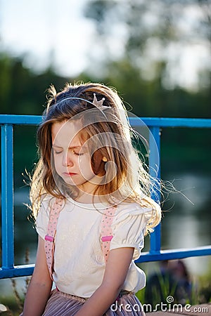 Cute little crying girl Stock Photo