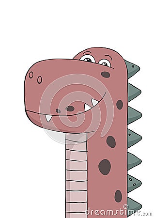 Cute little dinosaur. Cartoon character. Vector Illustration