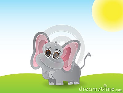 Cute little elephant cartoon Vector Illustration