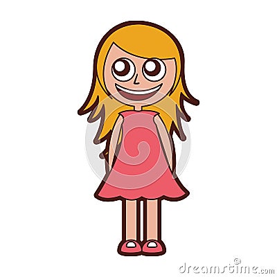 Cute little girl character Vector Illustration