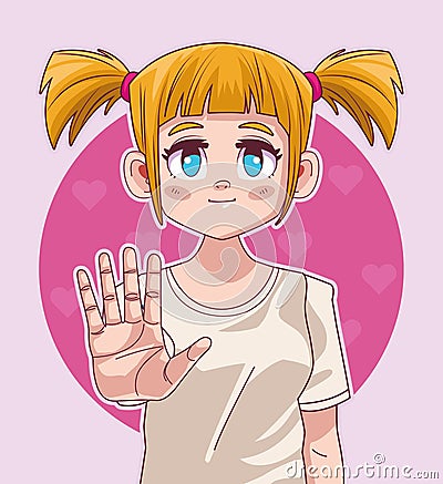 cute little girl comic manga character Vector Illustration