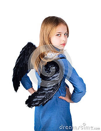 Cute little girl with a davil costume Stock Photo