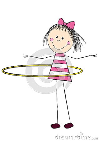 Cute little girl with hoop Vector Illustration