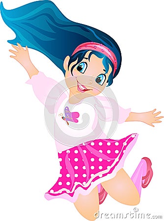 Cute little girl jumping Stock Photo