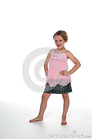Cute little girl in pink shirt Stock Photo