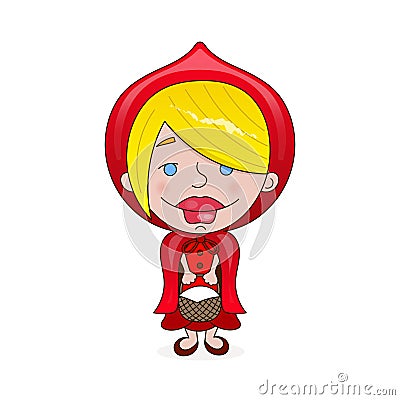 A cute little girl. Red Riding Hood fairy tale. Vector Illustration