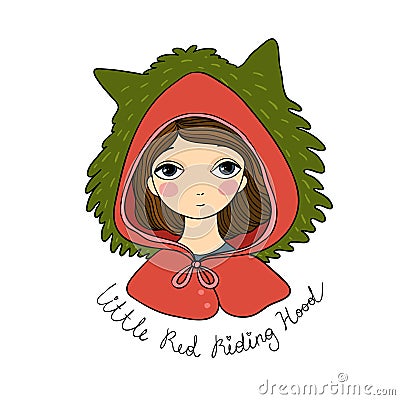 A cute little girl. Red Riding Hood fairy tale. Vector Illustration