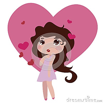 Cute little girl valentine character Vector illustration Vector Illustration