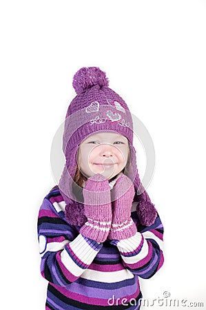 Cute little girl in warm clothes Stock Photo