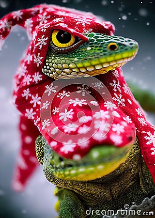 Cute little green lizard Stock Photo