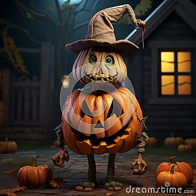 Cute little Halloween pumpkin dude 4 Stock Photo