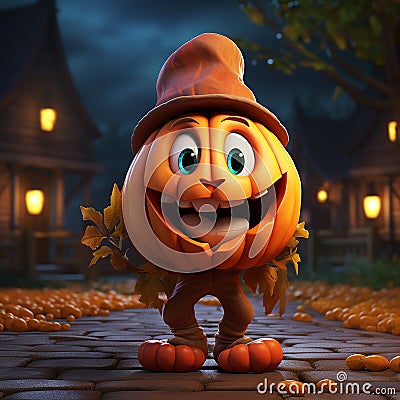 Cute little Halloween pumpkin dude 10 Stock Photo