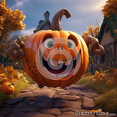 Cute little Halloween pumpkin dude 9 Stock Photo