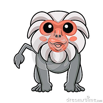 Cute little hamadryad monkey cartoon Vector Illustration