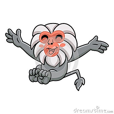 Cute little hamadryad monkey cartoon posing Vector Illustration