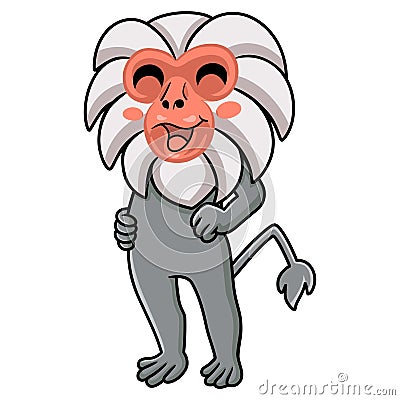 Cute little hamadryad monkey cartoon standing Vector Illustration