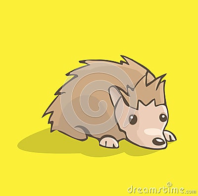 Cute little hedgehog resting on its paws Vector Illustration