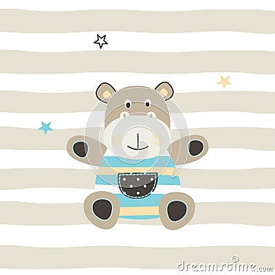 Cute hippo vector illustration Vector Illustration