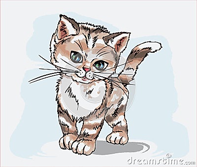 Cute little kitty illustration, kitty print pattern, postcard, cat animal care pets animal cute animals Cartoon Illustration