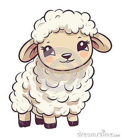 Cute little lamb mascot icon Vector Illustration