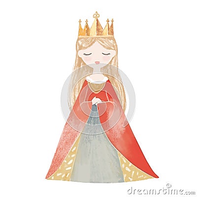Cute little Medieval Princess, hand drawn illustration Vector Illustration