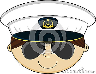 Cute Cartoon Navy Sailor Vector Illustration