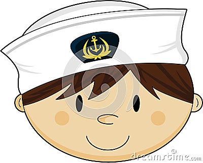 Cute Cartoon Navy Sailor Vector Illustration